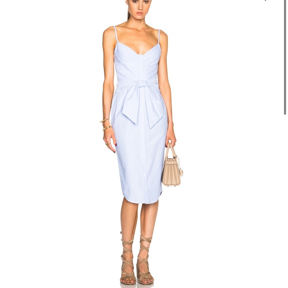 NICHOLAS Light Blue Midi Dress with Waist Tie